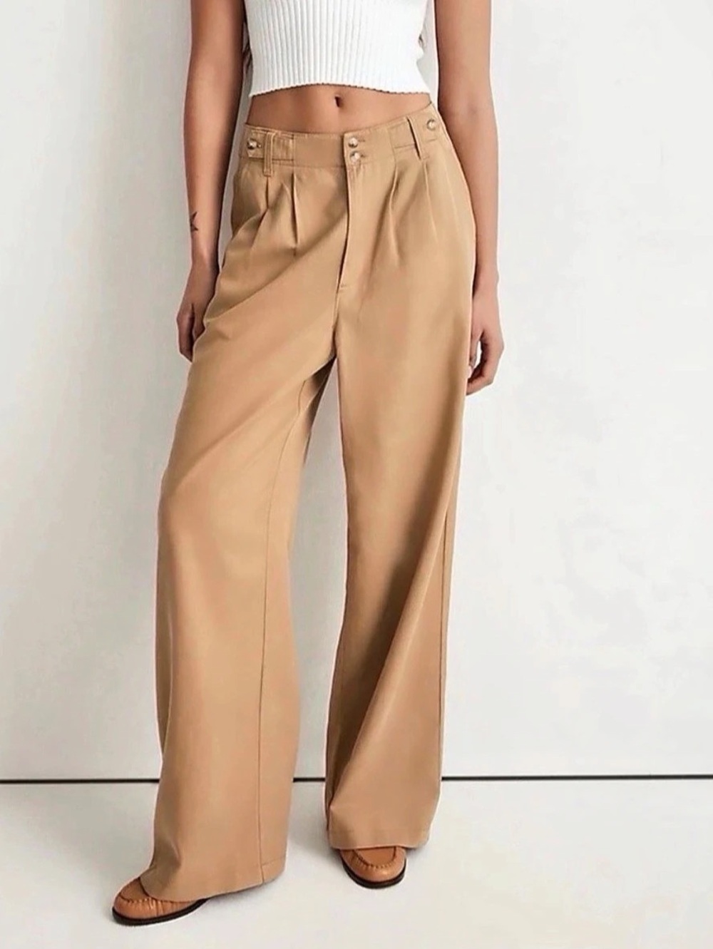 Madewell Harlow Wide-Leg Pants - Khaki | 8